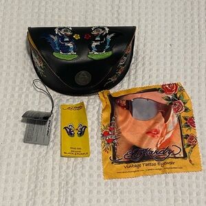 Ed Hardy Black Eyewear Case with Colorful Tattoo Art